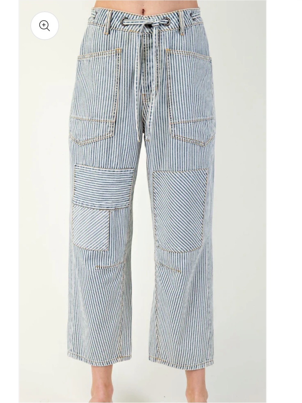 Easel Striped Washed Twill Patchwork Pant